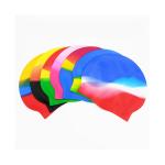 Solid Long Hair Earmuffs Waterproof Swim Cap Reversible For Adults Kids