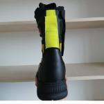 Black Cowhide Leather Work Firefighter Safety Boots Rubber Sole Steel Toe