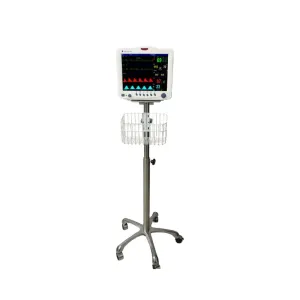 Aluminum Alloy Movable Hospital Patient Monitor Trolley With Basket