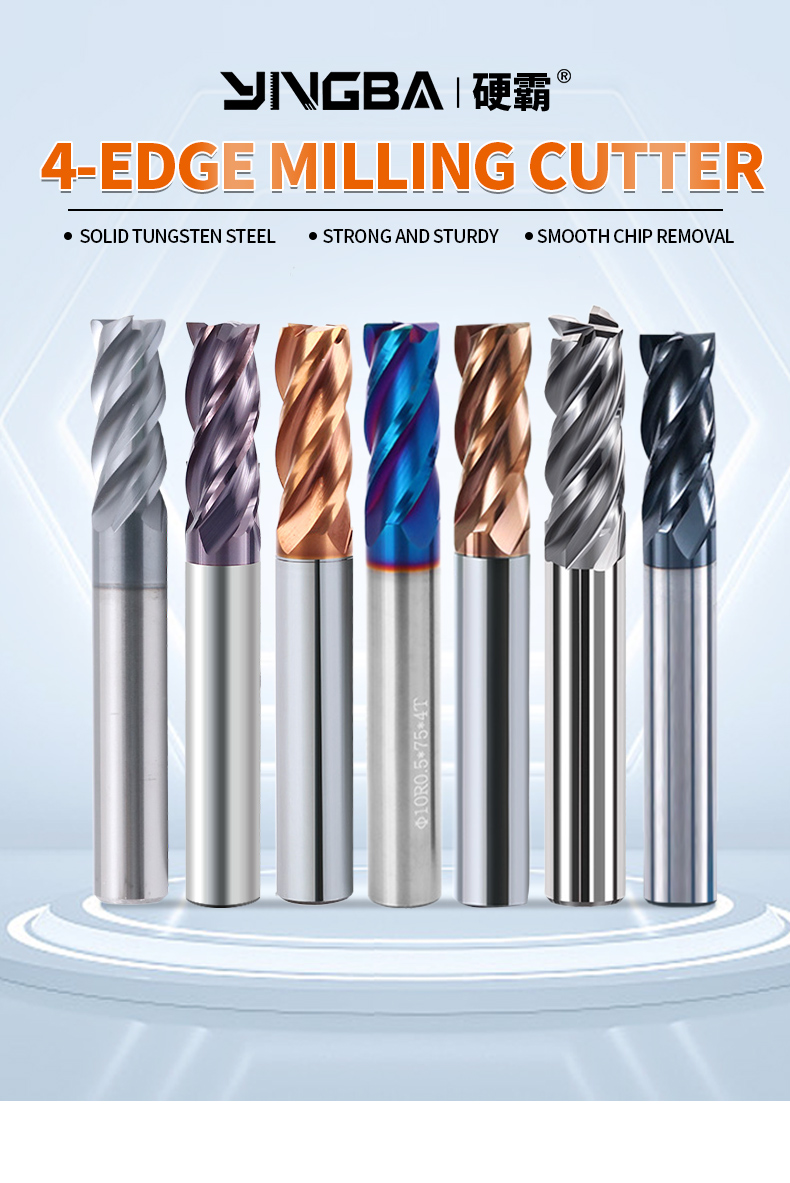 Manufacturer Solid Hard Alloy 4Flute Spiral Groove Flat Bottom Engraving End Milling Cutter Metal Cutting Cnc Metal Working Bit