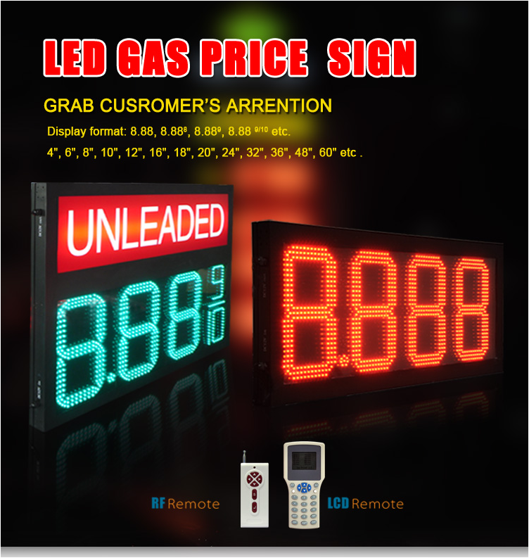 8000cd/m2 High Brightness Other Pixel Pitch IP65 LED Gas Sign 8.88 for Outdoor Display
