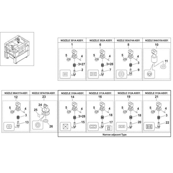 304A Nozzle KHN-M7750-A0 Yamaha Nozzle 304A Assy YSM20 YS12 YS24 YSM10