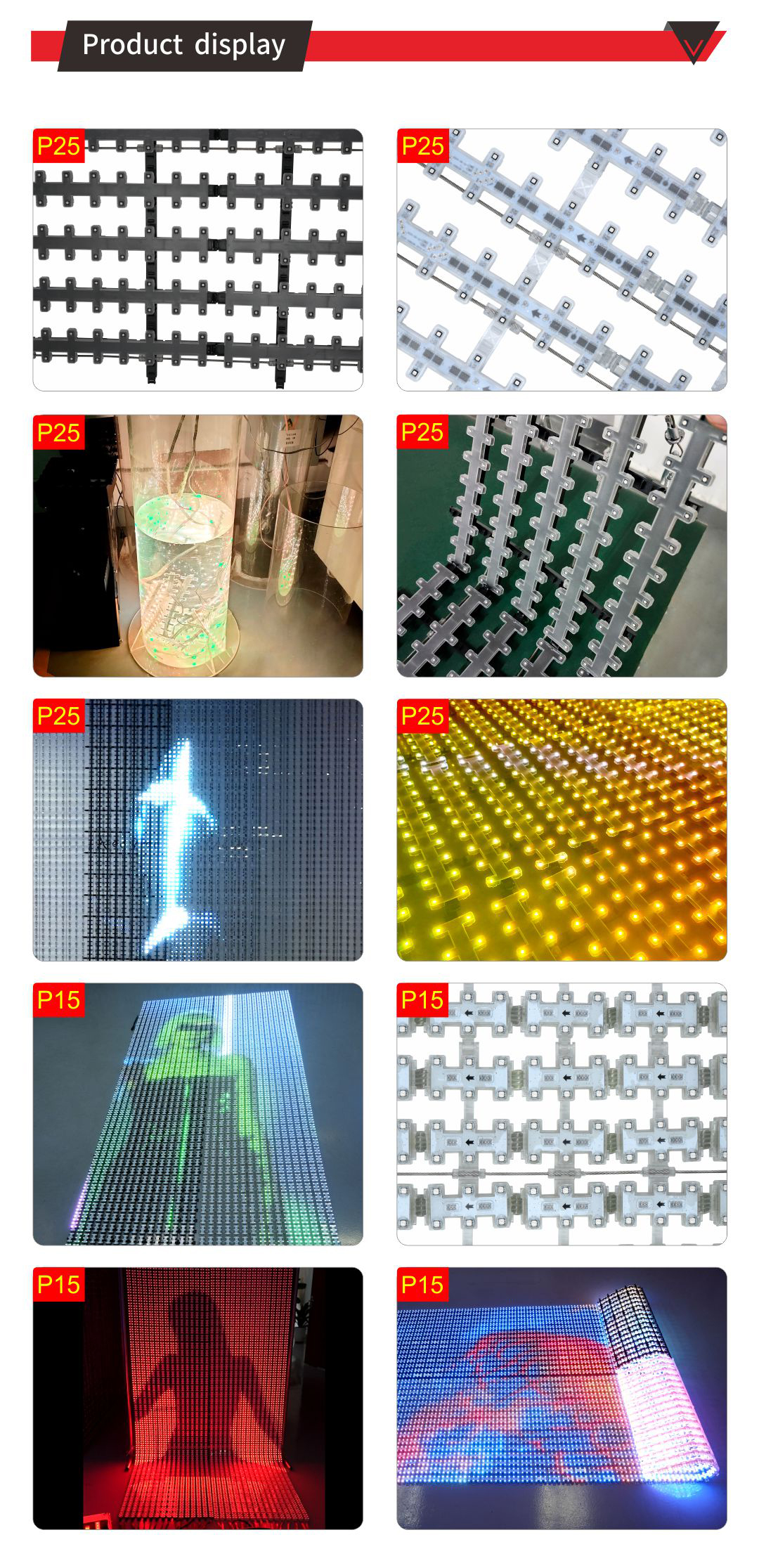Outdoor waterproof full-color LED grid screen flexible street building bridge landscape display grid screen
