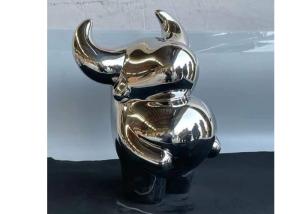 China Polished 316 Stainless Steel Ox Sculpture For Home Decor factory