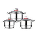 Factory Price Silver Cookware 6 PCS Steamer Pots Set Non Stick Soup Stock Pots