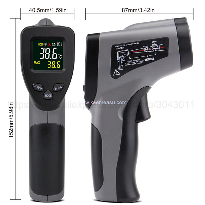Kaemeasu 380 Degree High Temperature Infrared Thermometer Heat Temp Gun