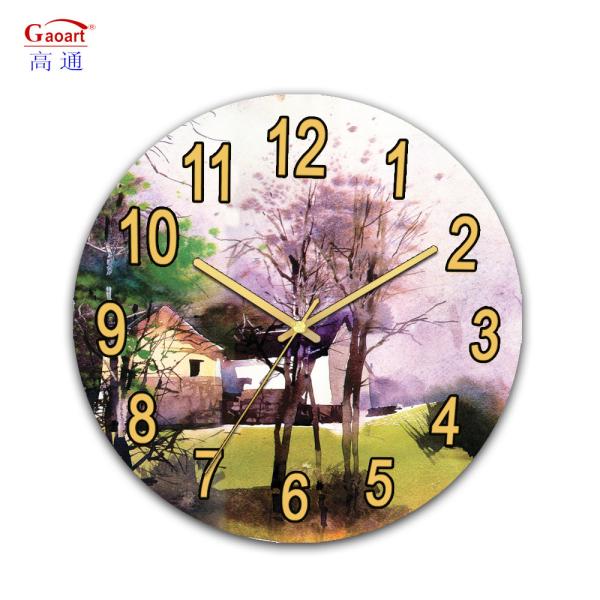 Wall UV Clock for Bedroom Glass Sublimation in European/America/South Africa