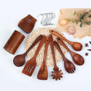 China Nonstick Wooden Kitchen Utensil Cooking Spoons Natural Teak Kitchen Utensils Set factory