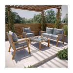 Y Mail Packing Rattan Weave Outdoor Sofa Set with Solid Wooden Frame and PE
