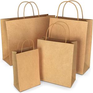 China Biodegradable Kraft Paper Coffee Bags Party Bags With Handles 150gsm factory