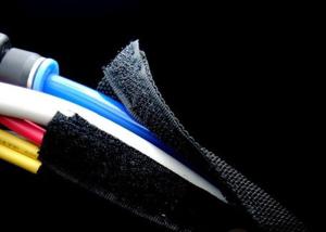 China Braided Velcro Self Closing Cable Wrap Black Color With Good Scalability factory