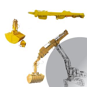 China Long Reach Boom Clamshell Telescopic Arm Telescopic Boom Arm With Clamshell Bucket Super Large Excavator Arm factory