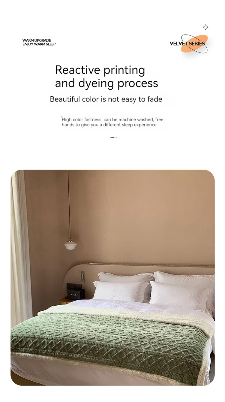 Wedding Knitted Double Sided Lamb Cashmere Plaid Blanket for Winter Warmth