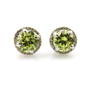 China Sterling Silver Round Lemon Citrine Cubic Zircon Earrings (PSJ029) factory