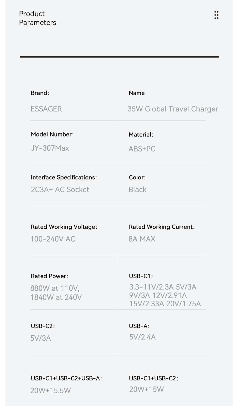 ESSAGER JY-307Max Series 35W Best Portable Universal Phone Charger
