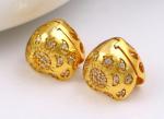 wholesale 24K Gold plated fashion jewelry, heart shaped stud earrings for women