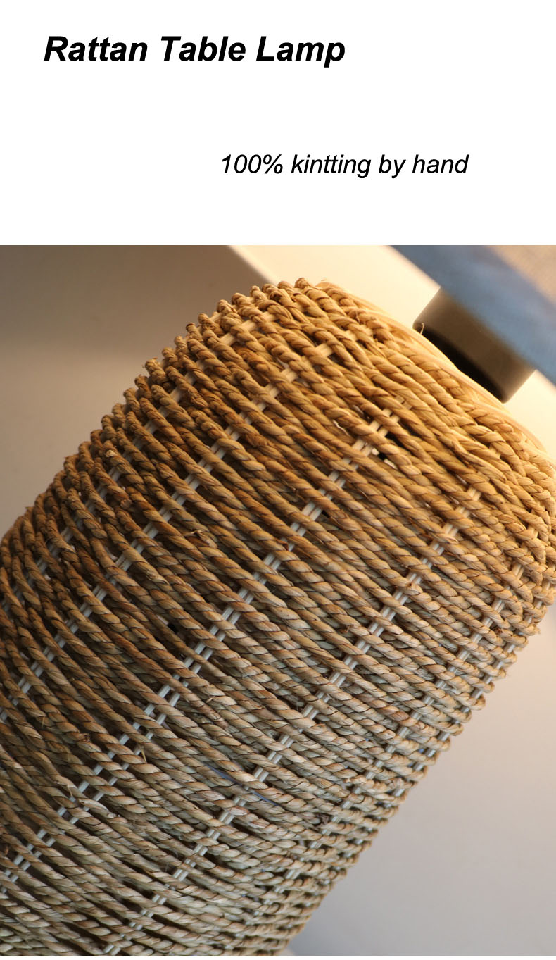 Sustainable Rattan Table Lamp , Durable Rattan Bedside Light Switch Control