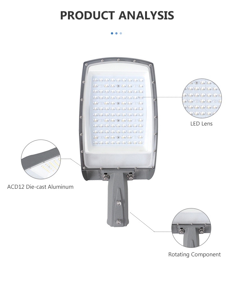 130--160 lm/W Luminous Efficiency All In One Street Lights for 20-55C Temperature
