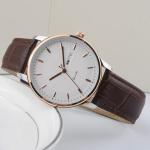 30 Meters Waterproof Mens Leather Strap Dress Watch 210mm Stainless Steel Case