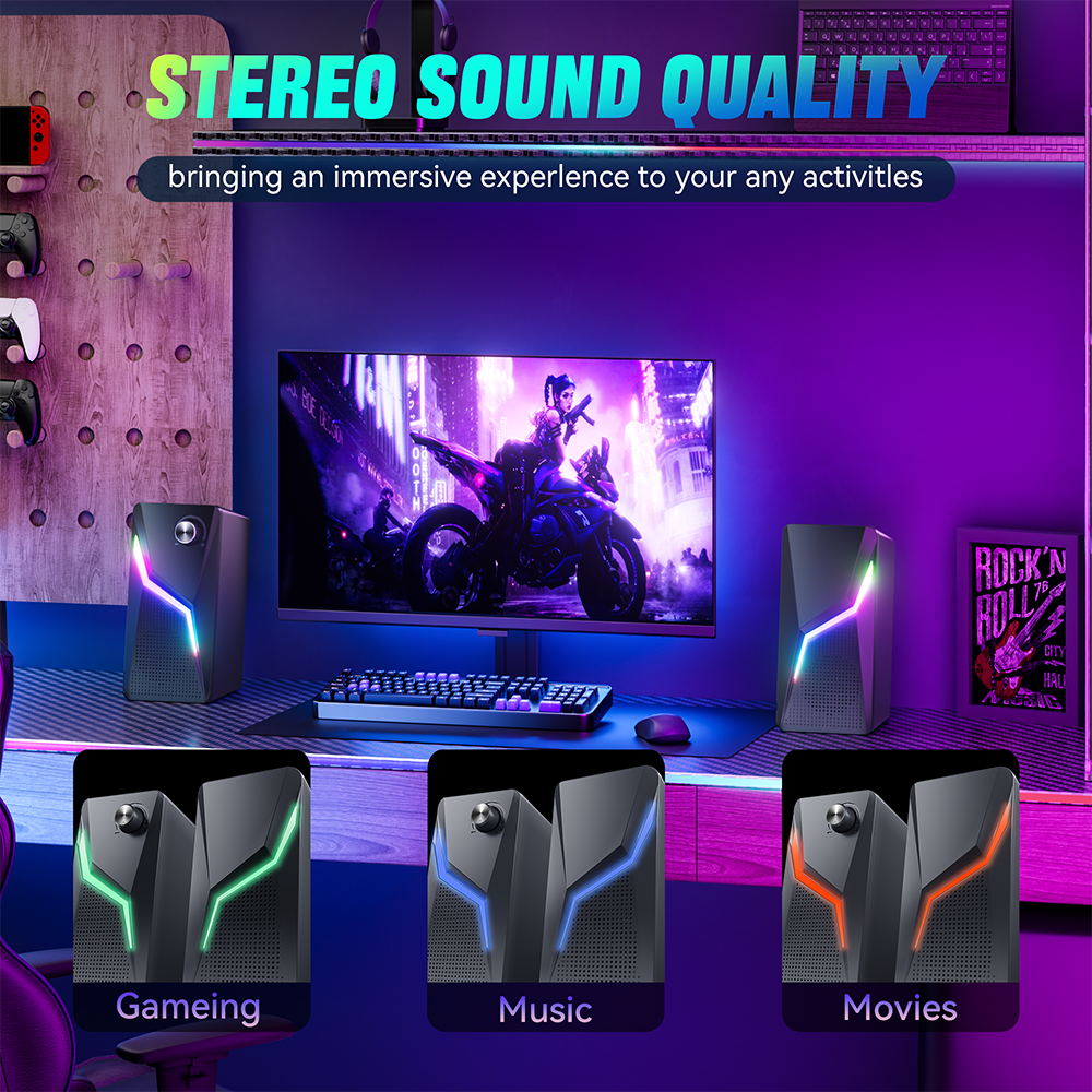 6W Output Power Portable Desktop Sound System with Stereo Bass Speaker and USB Input
