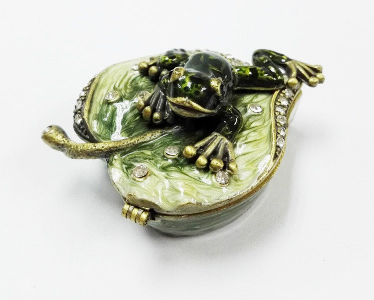Frog jewelry trinket box metal jewelry box crystal jewellery box