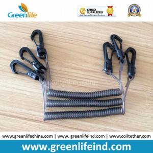 China Transparent Black Spiral Cord Coil Lanyard W/Plastic Hooks factory