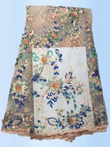 China 2017 High Quality Lace Tulle Styles 3D Embroidery Laces Fabric With Rhinestone with Different Color factory