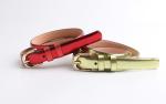 2/3”Genuine Leather Casual Dress Belt In Bright Metallic Colors With Brown Edge