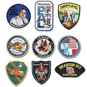 China Military Navy Iron On Patches , Embroidered Merrowed Sew On Badges For Clothes factory