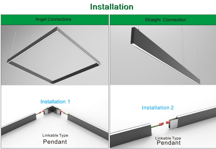 Black / White Linear LED Pendant Lights 2 Years Warranty For Office