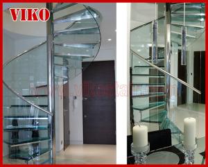 China Spiral StaircaseVH35S Glass Railing Tread Glass Aluminum Stair Curved Glass Handrail 304 Stainless Steel 12mm Glass factory
