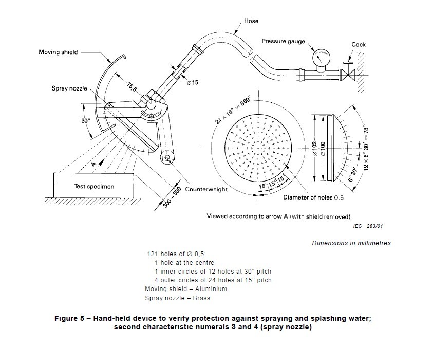 IEC 60529 Water Spray Nozzle , Spray Jet Nozzles Aluminium Moving Shield