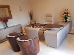 High Gloss Wooden Table Top Leather Home Office Desk W001S28