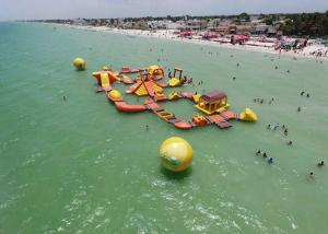 China Mayan Beach Inflatabled Aqua Park / Floating Obstacle Course For Rental factory