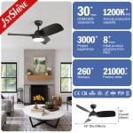 Pure Copper Motor 42-inch LED Ceiling Fan with Black ABS Blades and Metal