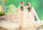 High White Glass Juice Bottles With Lids / Glass Drink Containers