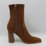 Cow Suede Womens Leather Dress Boots Square Toe Lt Brown TPR Outsole With