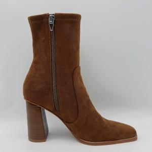 China Cow Suede Womens Leather Dress Boots Square Toe Lt Brown TPR Outsole With Pusable Latex factory