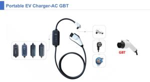 China GBT mode2 charger 7kw single phase fixed current OLCD display portable ev charger for electric vehicle charging factory