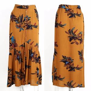 China 2018 New design high waisted print long skirts factory