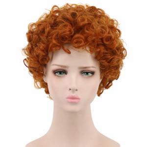 China Orange Cosplay Party Wigs , Short Wavy Wigs Synthetic Fiber Material factory