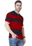 Street Style Striped T Shirt Mens , Red / Blue Color Block Tee Shirts Private