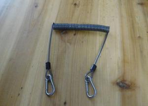 China SS 304 Carabiner Hooks Wire Coiled Lanyard Safety Rope High Quality factory