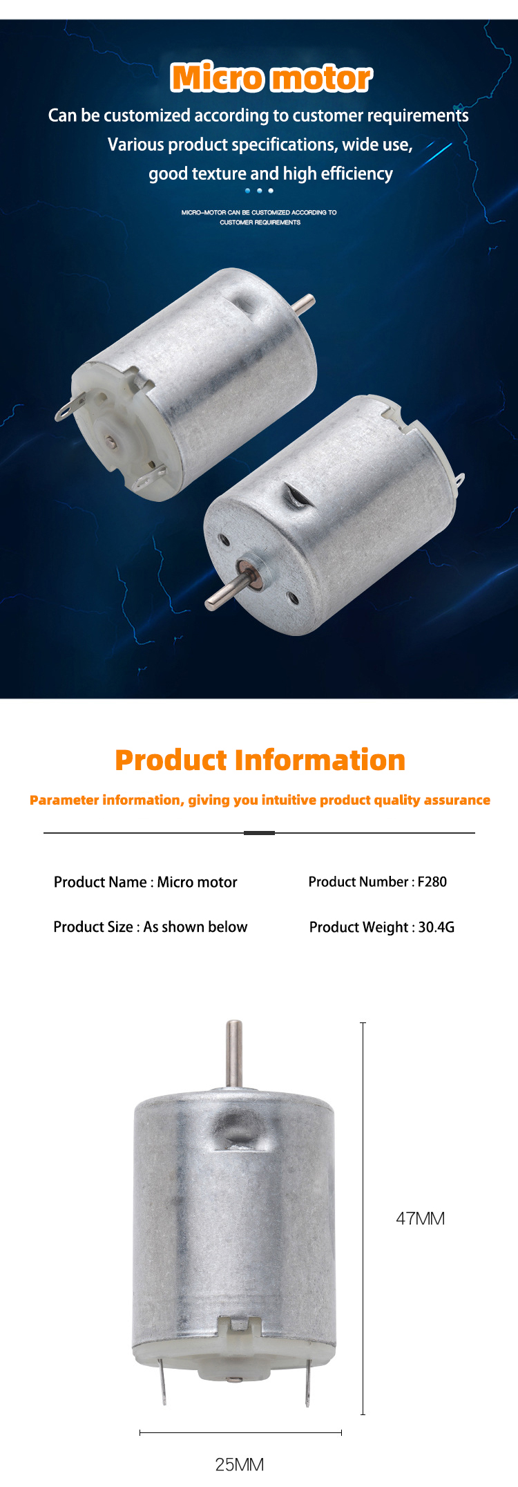 Faradyi Factory Wholesale 12V 0.9W Rated Power 280 Electric Dc Motor Manicure Machine Baby Food Supplement