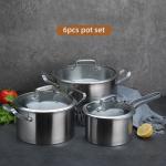 Factory Price Silver Kitchen Sauce Pot Soup Pot Fry Pan Cooking Pot Set Cookware