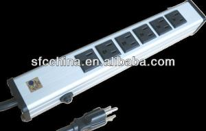 China SFC306-612B aluminium alloy UL approved American 6-outlet power strip, with 15A curcuit breaker factory