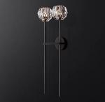Hexagonal Clear K9 Glass Wall Mounted Bedside Lamps Polished Nickel Finish