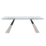 19kg Rectangle Tempered Glass Dining Table 180x90x75cm Mirrored Pillars