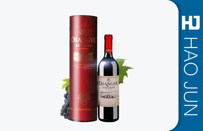 Handled Wine Presentation Box / Glass Bottle Wine Tube Box With CMYK Offset Printing