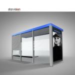 Led Illuminated IP65 Solar Powered Bus Shelter / Outdoor Bus Shelter For City